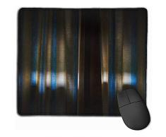 Blau und Braun gestreifter Vorhang Gaming Mouse Pad Schwarzes Stoff Rechteck Mousepad Mouse Matte Mit Genähten Kanten