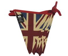 EHC Tagesdecke 100% Baumwolle doppelseitig 5 m Vintage Style Union Jack Festival Wimpelkette, blau