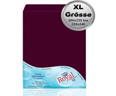 aqua-textil XL Spannbettlaken 200x220-220x240 Wasserbett & Boxspringbett Jersey in Übergröße Mako-Baumwolle Elastan Royal Bettlaken 0011200 lila
