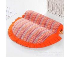 LLWX Cervical Pillow Rough Cloth Kombinationskissen Cervical Spine Spezialkissen Buchweizen-Kissen Repair Neck Pillow Vollbuchweizen-Leder-Kissen Kern 45 * 38 * 8 Orange