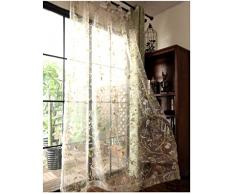CYSTYLE Neue 1er Piepmatz Frühling Schal Baumwolle Leinen Vorhang Dekosachl Transparent Gardinen,Vorhang Voile Fensterschal Dekoschal für Wohnzimmer Kinderzimmer Schlafzimmer (150 x 220 cm)