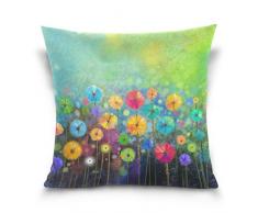 MyDaily Abstraktes Blumenmuster mit Aquarellpapier mit Blume quadratische Kissenbezug, Baumwolle, mit Kissenhülle, Samt, multi, 45,7 x 45,7 cm