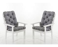 Ambientehome 2er Set Hochlehner Auflage Kissen Hanko Maxi, grau, ca 120 x 50 x 8 cm, Rückenteil ca 70 cm, Polsterauflage