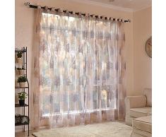 Panels für Vorhänge, bloomma Baum Blumen Vorhang Transparente Gardine aus Voile-Tüll Stoff-Viskose und Polyester-Fenster Tür Balkon des Wohnzimmer der Schlafzimmer, 100 cm x 250 cm 2PCS