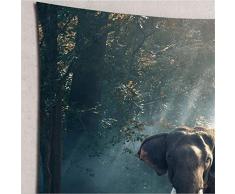 Baisheng Indian Mandala Wandbehang Tapisserie Hippie Wandteppiche Bettwäsche Tagesdecke, Picknick Strand Blatt, Tischdecke, dekorative Wandbehang (Wald-Elefant-Druckteppich- 70x78 Inch/180x200 cm)