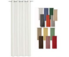 JEMIDI Ösenschal Leinen Look 140cm x 245cm Blickdicht Ösenvorhang Ösengardine Schal Store Fenster Dekoschal Gardine (Weiß)