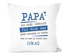 SpecialMe® Kissen-Bezug personalisiertes Geschenk Spruch Papa/Mama Ich Habe versucht Finden anpassbarer Name Dekokissen Papa weiß Unisize