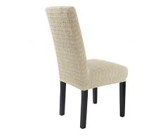 SCHEFFLER-Home Anna Stuhlhussen 2 Stück, Stretch-Hussen Stuhl-Bezug bi-elastische Schutz-Husse, Moderne Abdeckung mit Gummiband, Spannbezug - Natur
