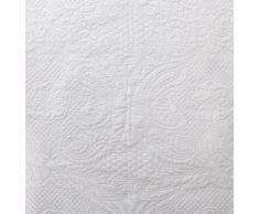 URBANARA Tagesdecke/Überwurf Arolla - 100% reine Baumwolle, Weiß mit Steppung in floralem Muster - 180 x 230 cm