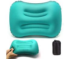 VICKSONGS Aufblasbares Kissen Strand, Leichtes Camping Luftkissen Ergonomisches Nackenkissen Aufblasbares Kopfkissen Camping, Auto, Outdoor, Flugzeug, Urlaubsreise Blau