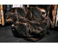 Kanadische Biber Pelzdecke aus 100% Organischen ECHTFELL Winterdecke - NACHHALTIG - Made in GERMANY mit Ruckfutter aus 100% WOLLE