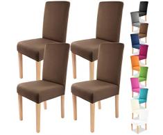 Gräfenstayn 4Stk Stretch-Stuhlhusse Charles - runde und eckige Stuhllehnen - VORTEILSPACKUNG - bi-elastische Passform mit Öko-Tex Siegel Standard 100: „Geprüftes Vertrauen“ (Braun)