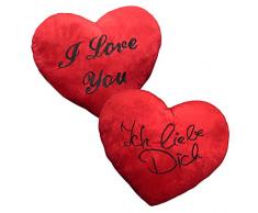 Plüschkissen extra groß ca. 60 cm rotes Herz Kissen incl. Füllung bestickt mit Ich liebe Dich