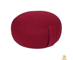 Meditationskissen / Yogakissen Glückssitz Basic Made in Germany, Ø 35 cm x 15 cm, Bezug und Inlett 100% Baumwolle Made in Germany, Bezug und Inlett maschinenwaschbar bis 30º C, Buchweizenschalen, bordeaux