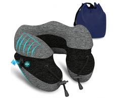 Upgrade Reisekissen Nackenkissen Flugzeug Memory Foam | 360 ° Stützfunktion Reise Nackenhörnchen für Erwachsene/Kinder | U-förmige Ergonomische Nackenstütze Hals Kissen für Reise, Büro und Haus Grau