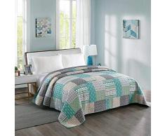 Laneetal 0180022, Tagesdecke Steppdecke Bettüberwurf Wendedesign Patchwork Bettdecke Stepp Decke Doppelbett unterfüttert und gesteppt, 170x210 cm