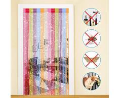 TRIXES Mehrfarbig Fadenvorhang im Tautropfen Design als Raumteiler Fliegenschutz oder als Festliche saisonale Dekoration Voller Größe: 90cm x 200cm - Vorhänge (Rainbow)