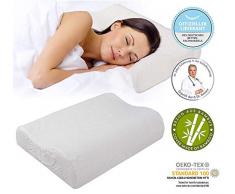 daydream Orthopädisches HWS Nackenstützkissen aus Memory Foam (P-16100) Bambus-Bezug, Kissen, Kopfkissen, Schlafkissen, Bettkissen, Nackenkissen, 50 x 35 x 9,5/11 cm, Testsieger Produkttester