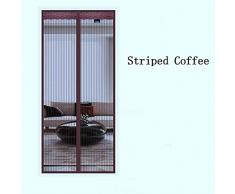 L.HPT Summer Anti-Moskito-Vorhang Magnetische, fliegesichere und Anti-Moskito-Belüftungsschirme, automatische Schließung für einfache Installation zu Hause gestreifter Kaffee 90 * 210 cm