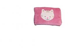 Kinder Reisedecke Kuscheldecke Kissen Verwandlungskissen 2 in 1 Rosa Katze Oeko-Tex