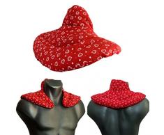 Nackenhörnchen mit Stehkragen Herzen-rot. Dinkelkissen. Nackenkissen Wärmekissen - Dinkel-Körnerkissen Nacken Schulter