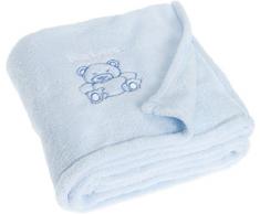 Playshoes Baby und Kinder Fleece-Decke, vielseitig nutzbare Kuscheldecke für Jungen und Mädchen, mit Bär-Stickung, Blau, 75 x 100 cm