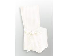 Stuhlhusse creme Satin glänzend mit Schleife