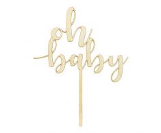 DekoHaus Cake Topper Oh Baby aus Holz 13,5x17cm Kuchendekoration Tortenfigur