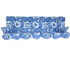 Polsterauflage Hollywoodschaukel 180x50 Modell 145 blau/grau/weiß Blumen