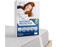 Dreamzie - Matratzenschoner 100 x 200 cm Wasserdicht - Wasserundurchlässige Matratzenauflage - Atmungsaktive Baumwolle Matratzenauflage - 15 Jahre Garantie