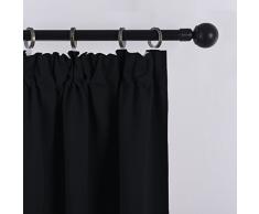 PONY DANCE Vorhänge Lichtundurchlässig Kräuselband - 2 Stücke Gardinen Schwarz Blickdicht Thermovorhang Verdunkelung Schlafzimmer, H 245 x B 140 cm