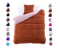 DecoKing 135x200 cm Bettwäsche mit 1 Kissenbezug 80x80 Mikrofaser Weich Warm Winter Kuschelig Bettbezug Bettwäschegarnitur Hellbraun grau Light Brown Grey Furry