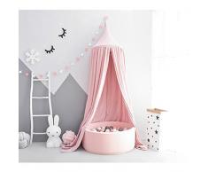 Wonder Space Prinzessin Baldachin, 240cm Bett Kuppel Betthimmel Moskitonetz aus Baumwolle, Insektenschutz Bettvorhang Zelt fürs Innen Schlafzimmer Dekoration Baby Kinder Kinderzimme, Rosa
