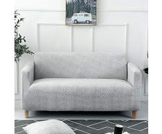 Carvapet Elastischer Sofabezug Sofaüberwurf Antirutsch Couch überwurf Stretch Elastische Stoff Gedrucktes Muster Sofahusse Sofa Abdeckung Hussen überwurf für Sofa (Grau, 2 Sitzer)