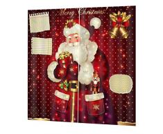 Weihnachts Gardinen Vorhänge, 3D Druck Santa Claus Muster Fenstervorhang, für Wohnzimmer Schlafzimmer zu Weihnachten, 155 * 166cm - Yves25Tate
