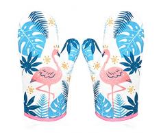 AYADA Ofenhandschuh Topfhandschuhe, Topflappen Handschuh Backhandschuhe Backofen Handschuhe Oven Gloves Oven Mitts Kochhandschuhe Backofenhandschuhe Küchenhandschuhe Flamingo 2 Pack Weiß