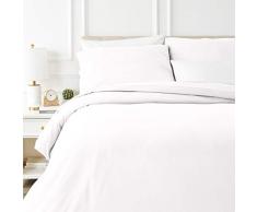 AmazonBasics - Bettwäsche-Set, Fein-Biber, 155 x 220 cm, Weiß