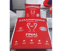 FC Bayern München Bettwäsche, 1 x Kissenbezug 80 x 80 cm und 1 x Bettbezug 135 x 200 cm, 100 % Baumwolle mit Knopfleiste