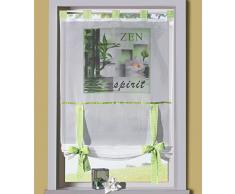heimtexland ® Gardine Bandrollo Wellness Fotodruck Zen Orchidee Bambus - Schlaufen Raffrollo Vichy Karo grün HxB 120x60 cm - Scheibengardine Typ323