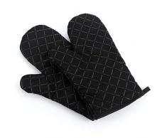 Aibrou Ofenhandschuhe Anti-Rutsch Backofen Handschuhe Topfhandschuhe Hitzebeständig Topflappen für Kochen Backen Barbecue, 1 Paar Schwarz