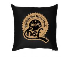 Goodman Design lustiges bedrucktes Fun Sofa Kissen: 100% Chef - Geburtstag Geschenk Dekokissen Couchkissen Sofakissen Weihnachten Ostern