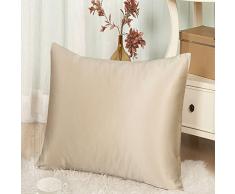 THXSILK Luxus 100% 19 Momme Seide Kissenbezug Kissenhülle mit Reißverschluss - Seide Kissen Bezug - Super Weich und Glatt Seidenkissenbezug (40x60cm, Champagner)