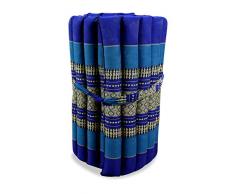 livasia Kapok Rollmatte in 190cm x 50cm x 4,5cm der Marke Liegematte BZW. Yogamatte, Thaikissen, Thaimatte als asiatische Rollmatratze (blau)