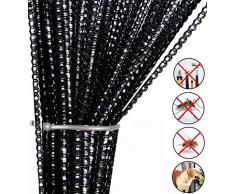 AIZESI Gardinen Vorhänge Wohnzimmer Schlafzimmer, SchiebeVorhänge Blickdicht Glitzer, Fadenvorhang Fadengardine Fadenstore Vorhänge Vorhang Fenstervorhang 90x200cm(Black)