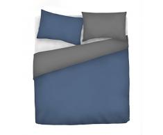 Italian Bed Linen Natural Color Doubleface Bettbezug, 100% Baumwolle, avio/Rauch, Einzelne