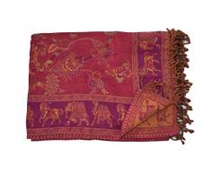 Tribal Asian Textiles Wendebettwäsche aus Wolle und Seide, Jamawar Paisley-Überwurf, Designer-Bettwäsche, Tagesdecke