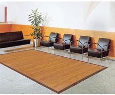Bambusteppich SENSE 95cm rund, 17mm Stege, breite Bordüre, massives Bambus | Bordürenteppich | Teppich | Bambusmatte | Wohnzimmer | Küche | Markenprodukt von DE-COmmerce | nachhaltig und ökologisch.