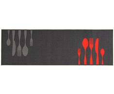 Küchenläufer / Küchenmatte / Dekoläufer für Küche und Bar / Teppich / Läüfer / Küchenläufer / Küchendeko Modell / grey / Besteck / grau / Größe ca. 57 x 140 cm