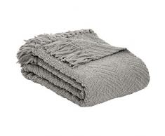AmazonBasics - Decke mit Fransen, Strick, Hellgrau, 130 x 150 cm
