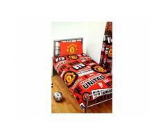 Manchester United FC Patch Bettbezug und Kopfkissenbezug Set für ein Einzelbett (Einheitsgröße) (Rot / Schwarz / Gelb)